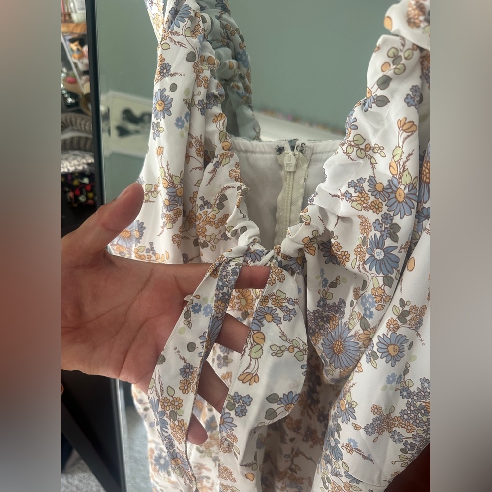 NWT Abercrombie and Fitch Floral Cinched Neck Slip Midi Dress - Picture 8 of 16